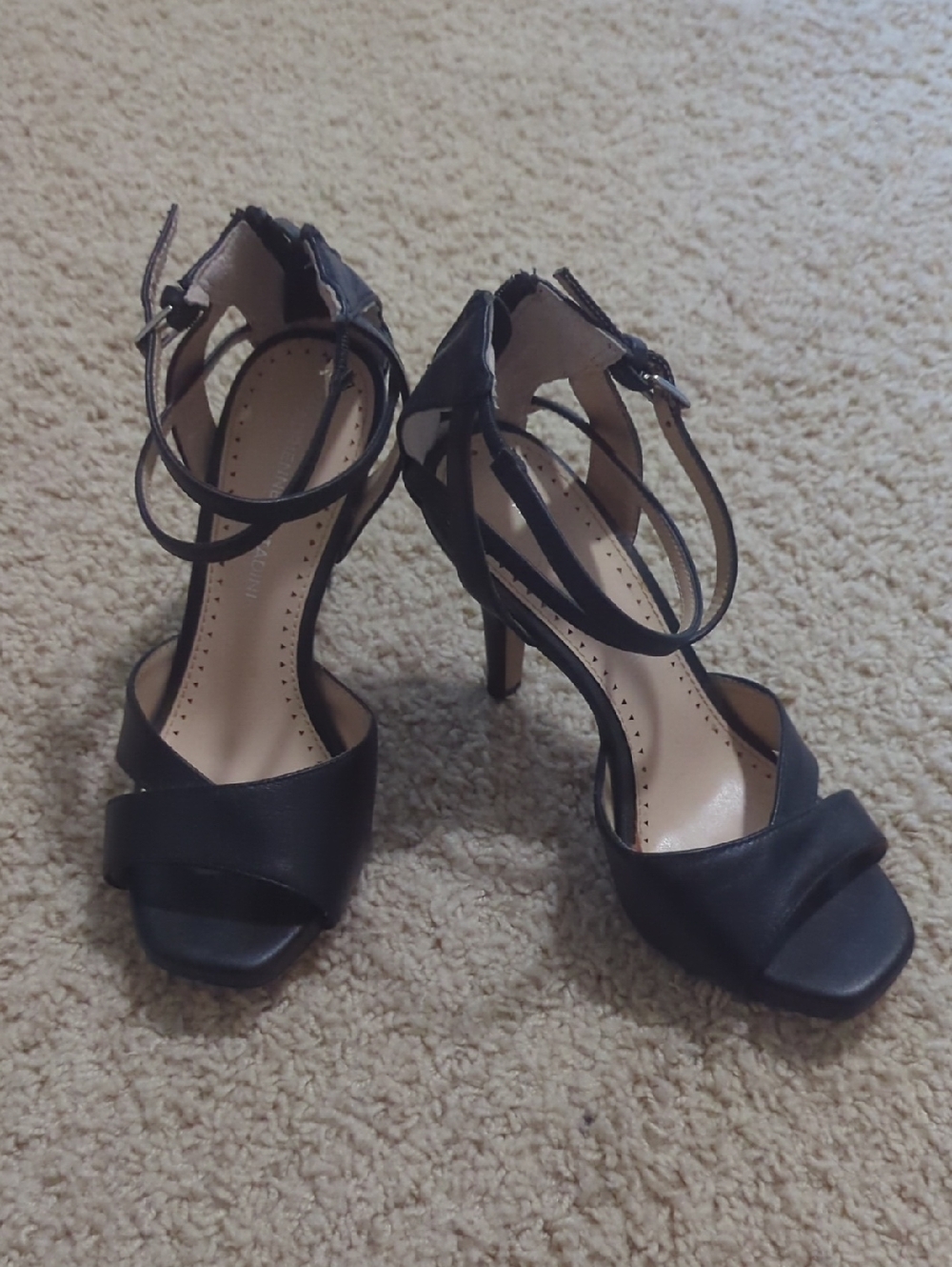 Strappy Black High Heel Ankle-Strap Sandals